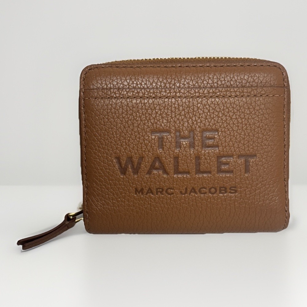 Marc Jacobs Women's The Leather Mini Compact Wallet Zip Around Snap Closure